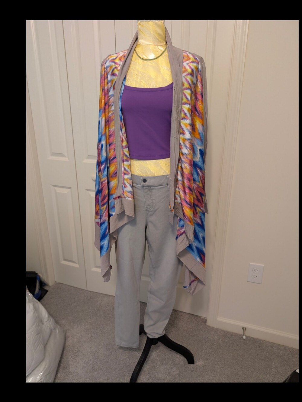 Women's Multicolor Open Front Cardigan